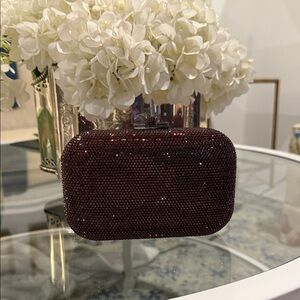 Judith Leiber Burgundy Crystal Clutch